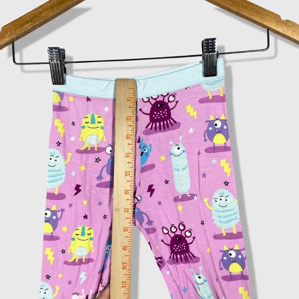 Little Sleepies Pajama Pants Kids 3T Pink Monster Bamboo Viscose Sleepwear